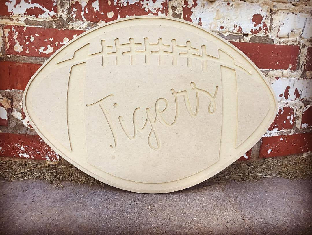 Unfinished Football Door Hanger - Custom Team Name